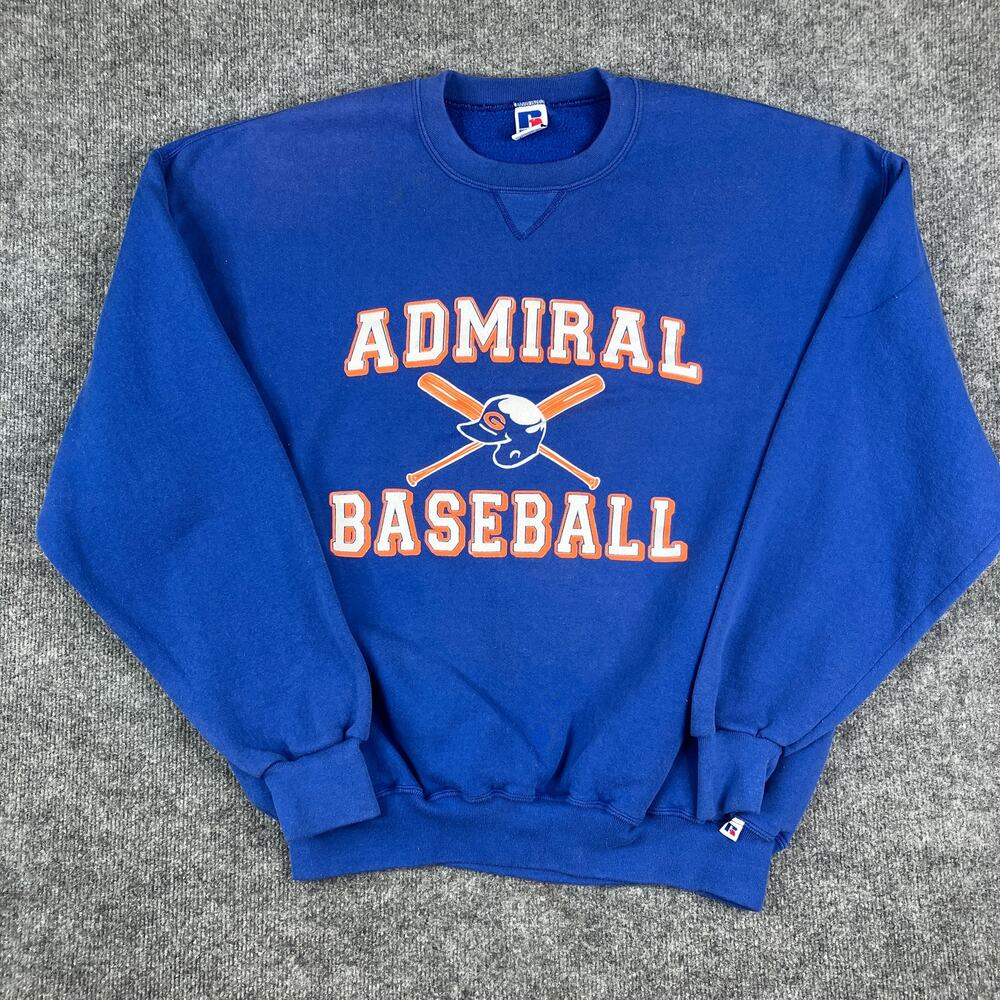 Russell Athletic Sweatshirt Mens XXL Blue Admiral Baseball Graphic Vintage Good